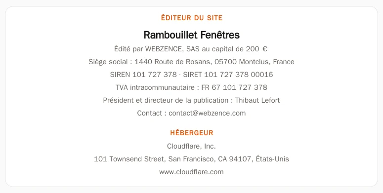 Coordonnées légales de l&rsquo;éditeur et de l&rsquo;hébergeur du site