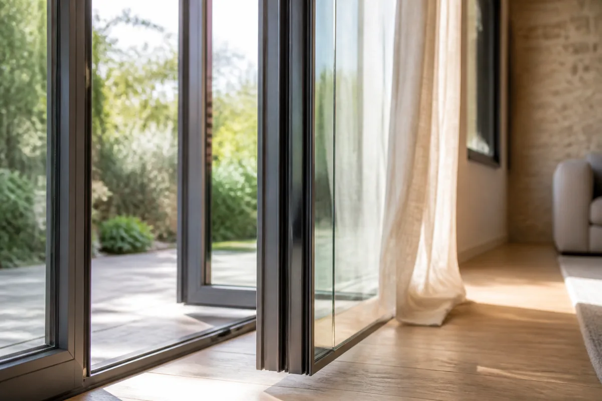 Vitrage feuilleté de sécurité posé sur une porte-fenêtre d&rsquo;un séjour
